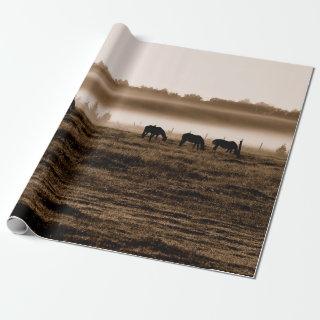 Horses Rustic Vintage Sepia Texture Decoupage