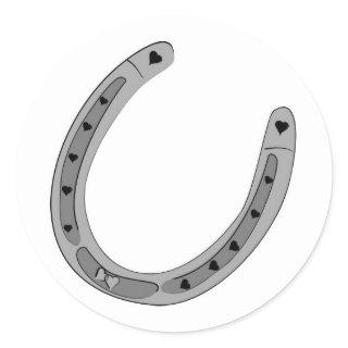 Horseshoe Decorated with Hearts Classic Round Sticker