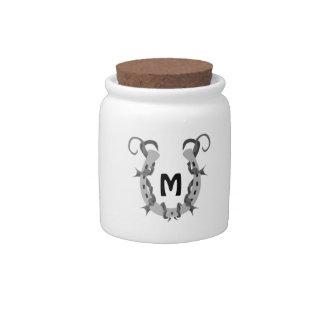 Horseshoe Wrapped in Barbed Wire Monogram Candy Jar