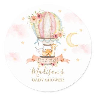 Hot Air Balloon Animal Baby Shower Thank You Favor Classic Round Sticker