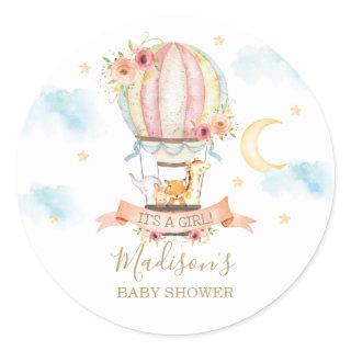 Hot Air Balloon Animal Baby Shower Thank You Favor Classic Round Sticker
