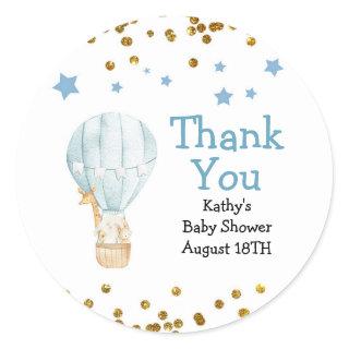 Hot Air Balloon Animals Baby Shower Thank You Tag