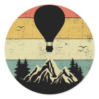 Hot Air Ballooning Hopper Balloon Vintage Retro Classic Round Sticker