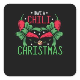 Hot Chili Pepper Christmas Design, Unisex Square Sticker
