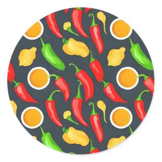 Hot Chilli Peppers Pattern Classic Round Sticker