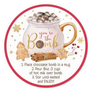 Hot Chocolate Bomb Hot Cocoa Bomb Instruction Classic Round Sticker