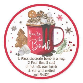 Hot Chocolate Bomb Hot Cocoa Bomb Instruction Classic Round Sticker