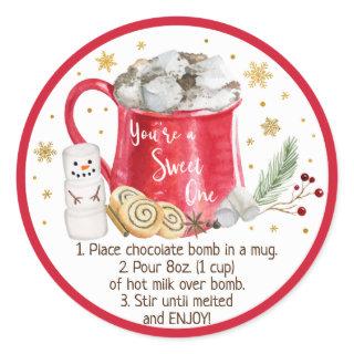 Hot Chocolate Bomb Hot Cocoa Bomb Instruction Classic Round Sticker