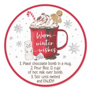 Hot Chocolate Bomb Hot Cocoa Bomb Instruction Classic Round Sticker