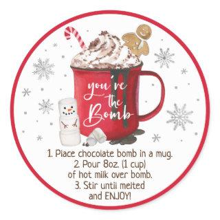 Hot Chocolate Bomb Hot Cocoa Bomb Instruction Classic Round Sticker