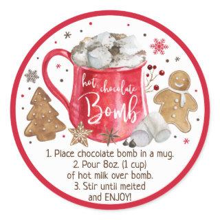 Hot Chocolate Bomb Hot Cocoa Bomb Instruction Classic Round Sticker