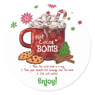 Hot Cocoa Bomb Christmas Classic Round Sticker