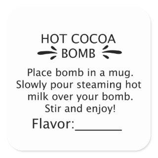 Hot Cocoa bomb direction stickers. cocoa sticker