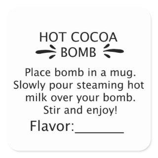 Hot Cocoa bomb direction stickers. cocoa sticker