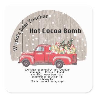 Hot cocoa bomb instructions, Best teacher Square Sticker