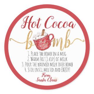 Hot Cocoa Bomb Instructions Christmas Red Mug Classic Round Sticker