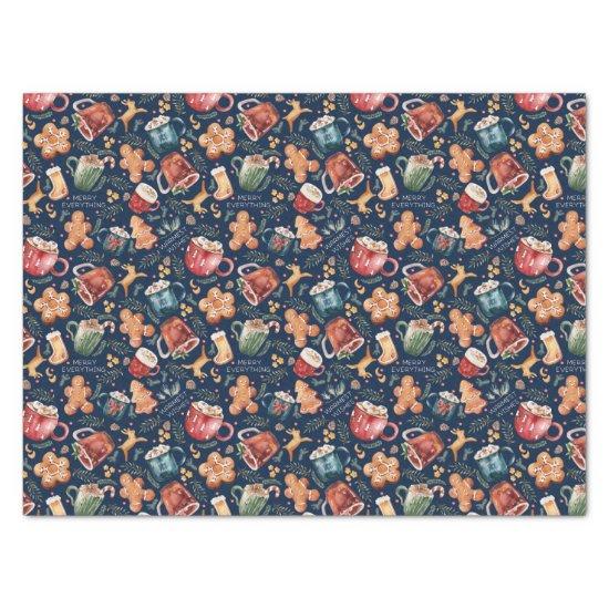 Hot Cocoa Gingerbread Cookies Rustic Christmas Tissue Paper
