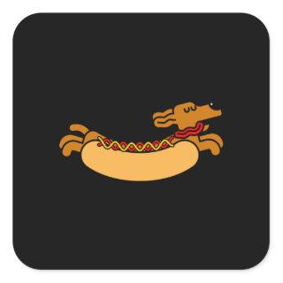 Hot dog Daschund Square Sticker