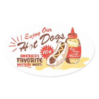 Hot Dog Oval Stickers