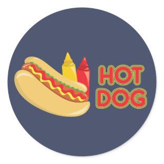 Hot Dog with Ketchup and Mustard Classic Round Sticker