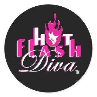 Hot Flash Diva Logo for Dark Bkg Classic Round Sticker