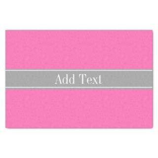 Hot Pink #2, Dark Gray Ribbon Name Monogram Tissue Paper