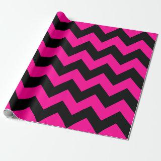 Hot Pink and Black Extra Large Chevron