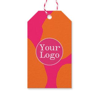 Hot Pink and Orange Abstract Pattern with Logo Gift Tags