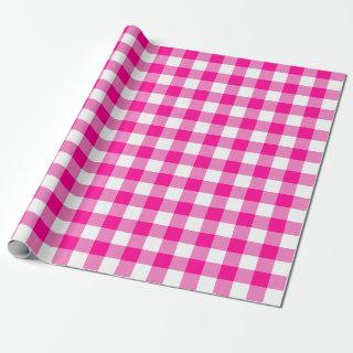 Hot Pink and White Check Plaid |Large Pattern