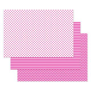 Hot Pink and White Stripes Chevron Polka Dots  Sheets