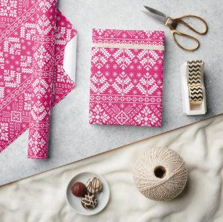 Hot Pink and White Winter Fair Isle Christmas