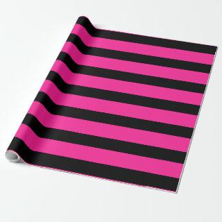 Hot Pink & Black Fashion Stripe Stripes Party