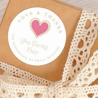 Hot Pink Lace Effect Heart Love Thanks Supporting Classic Round Sticker