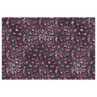 Hot Pink Leopard Spots Animal Print on Black Tissue Paper
