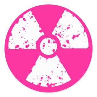 Hot Pink Radioactive sign Classic Round Sticker