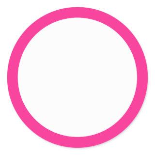 Hot pink solid color border blank classic round sticker