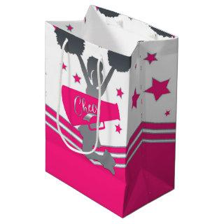 Hot Pink & White Stars Cheer Cheer-leading Party Medium Gift Bag