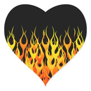 Hot Racing Flames Graphic Heart Sticker