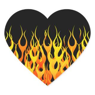 Hot Racing Flames Graphic Heart Sticker