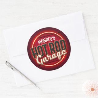 Hot Rod Flames Custom NAME Personalized Garage Classic Round Sticker