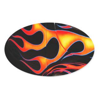 Hot Rod Flames Oval Sticker