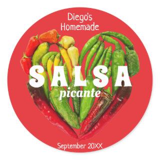 Hot spicy chili peppers heart food label