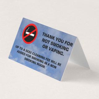 Hotel room no smoking no vaping sign rectangular s business card