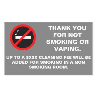 Hotel room no smoking no vaping sign rectangular s rectangular sticker