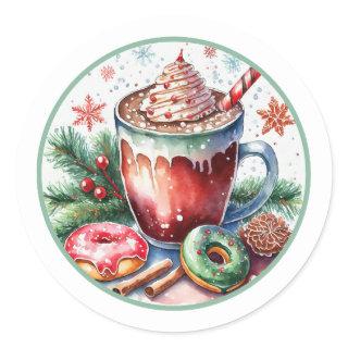 Hott Coco w/ Donuts Christmas Stickers