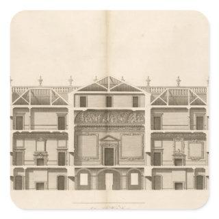 Houghton Hall: section of the West front, engraved Square Sticker