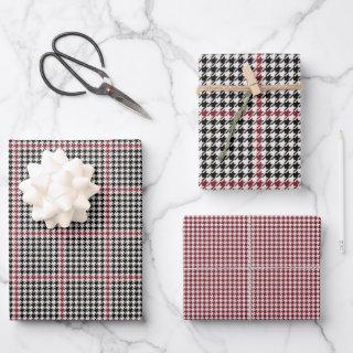 Houndstooth classic holiday black red coordinating  sheets