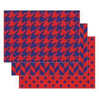 Houndstooth, Herringbone, Dot DIY Colors Red Blue  Sheets