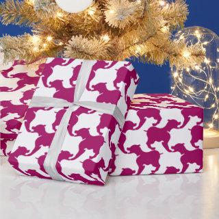 Houndstooth Style Tesselation Pink Dog Silhouette