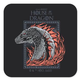 HOUSE OF THE DRAGON | Dragon Profile in Flames Square Sticker